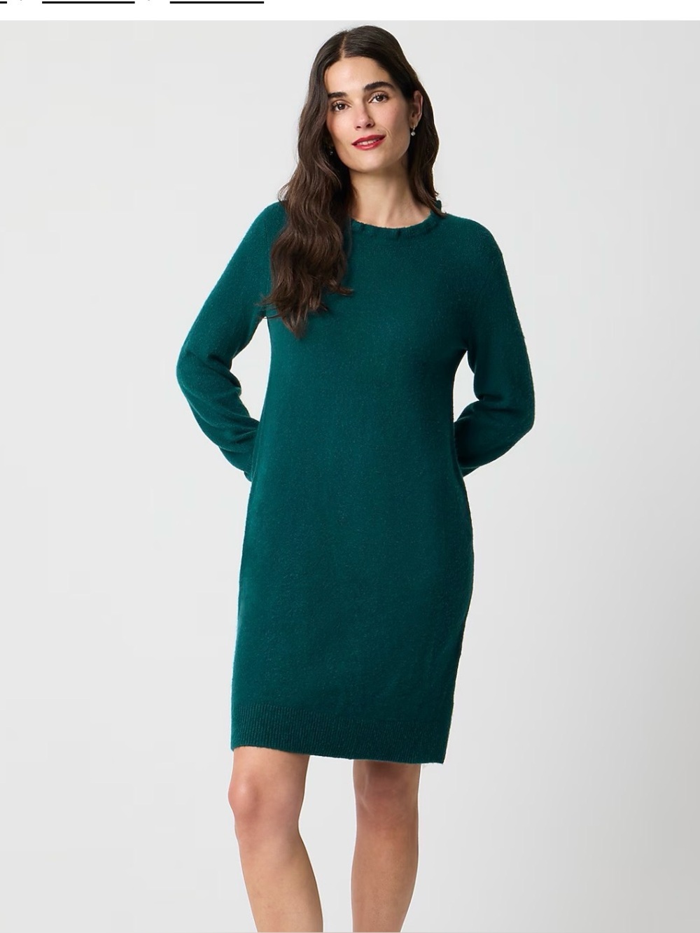 J.Crew Factory ruffleneck sweater dress in academic green size XS NWT